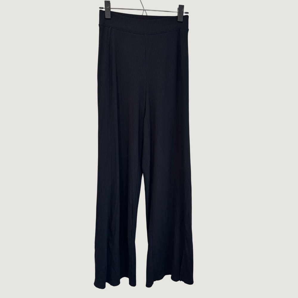 OFFLINE by Aerie Black Ribbed Wide Leg Pants Side Slit High Waisted Small